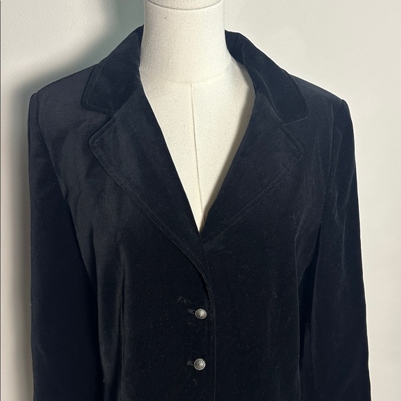 Vintage Womens Velvet Classic Tailored Whimsigoth Dark Academia Blazer 12 Black - Picture 2 of 8
